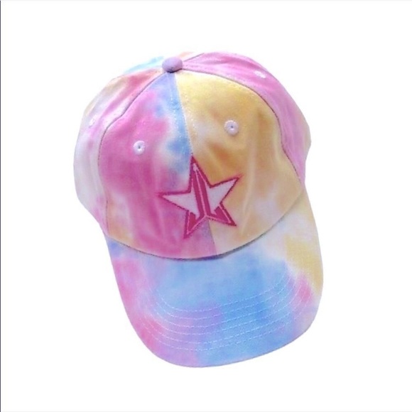 (LGSF) NEW Jeffree Star Cosmetics Pink Blue Yellow Tie-dye Logo Baseball Cap - Picture 2 of 4